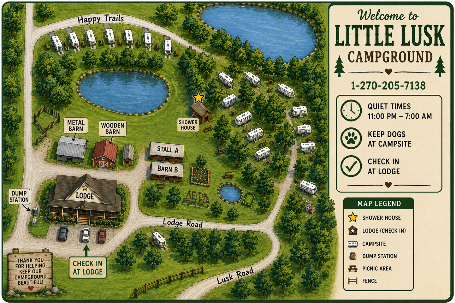 Illustrated map of Little Lusk Campground