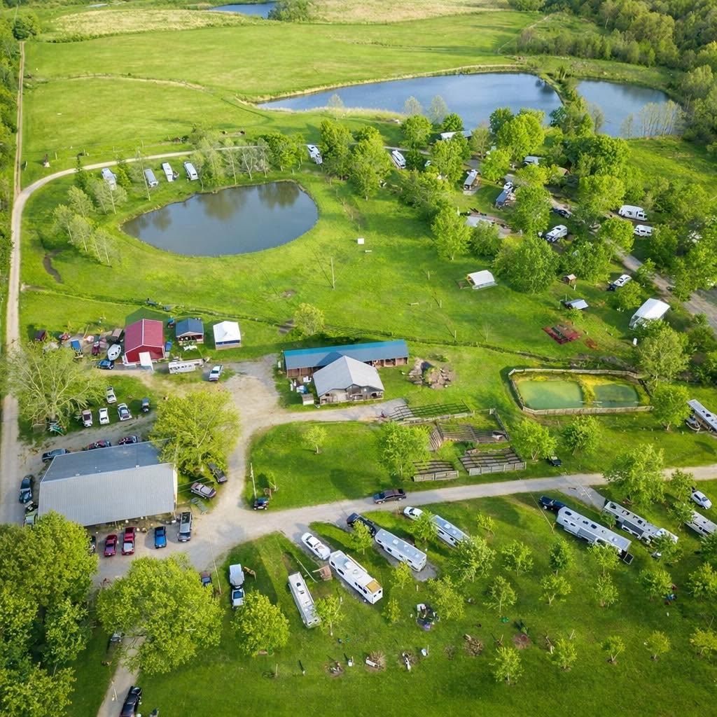 Aerial view of Little Lusk Campground in the Shawnee National Forest
